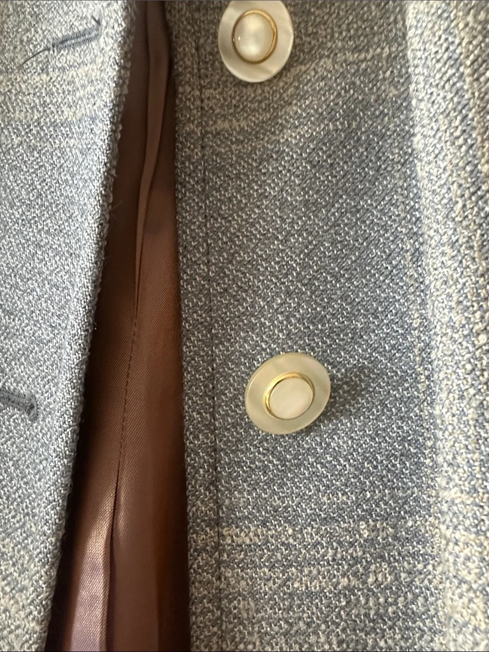 Sisley Gray Plaid Wool-Blend Pea Coat
